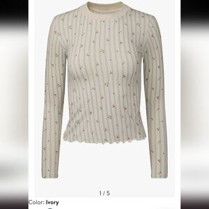 WeWoreWhat Cream floral Fitted Long Sleeve PJ top